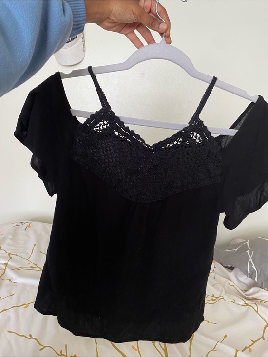 No Boundaries Tops - No Boundaries Black Crochet Yoke Camisole Top